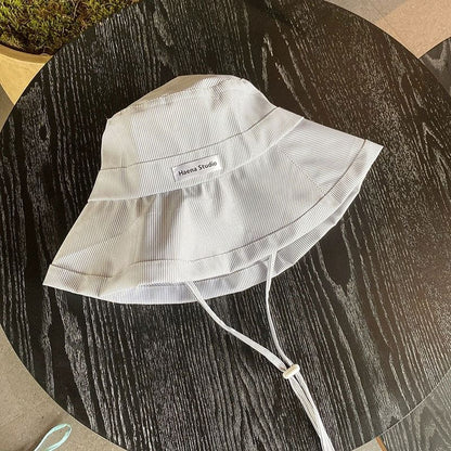 Lettering Bucket Hat Striped Applique