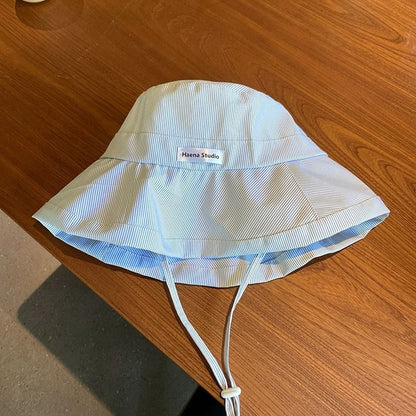 Lettering Bucket Hat Striped Applique