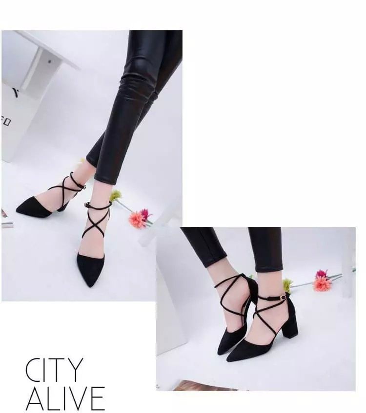 Chunky-Heel Pointy Sandals