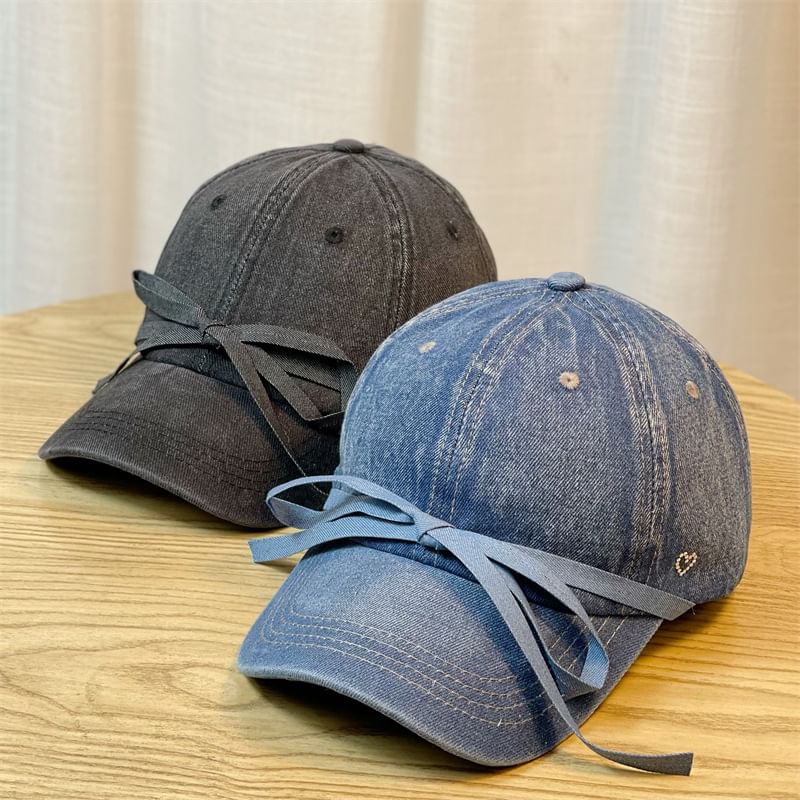 Cap Denim Baseball Washed Bow