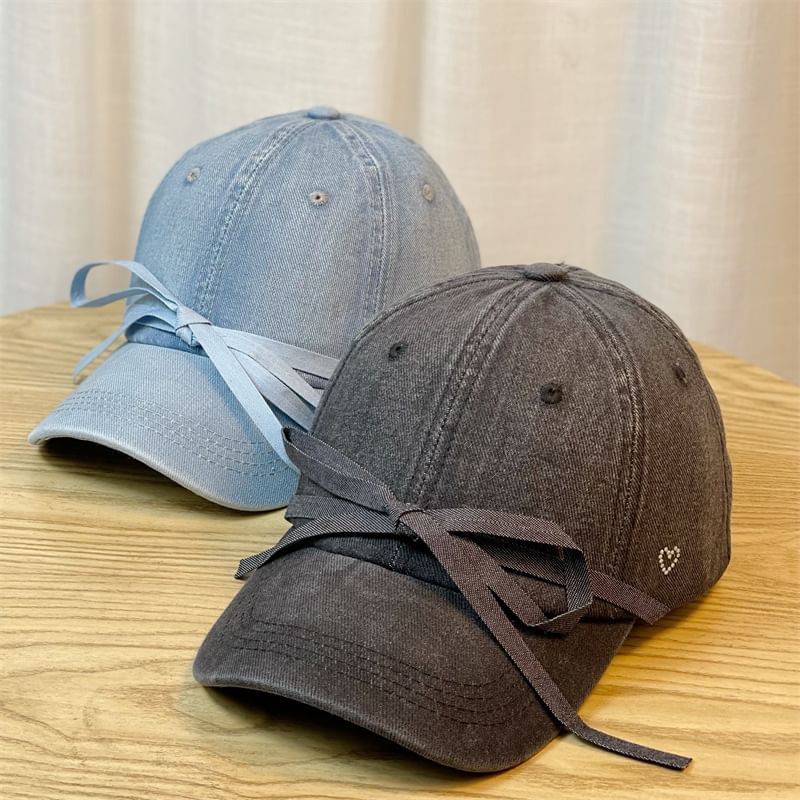 Cap Denim Baseball Washed Bow