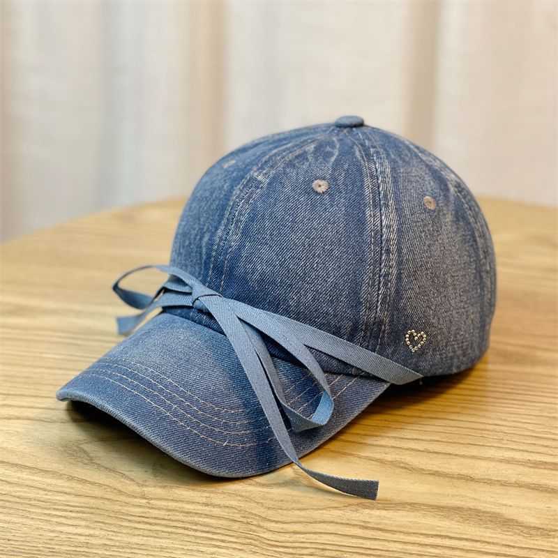 Cap Denim Baseball Washed Bow