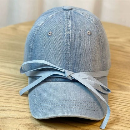 Cap Denim Baseball Washed Bow
