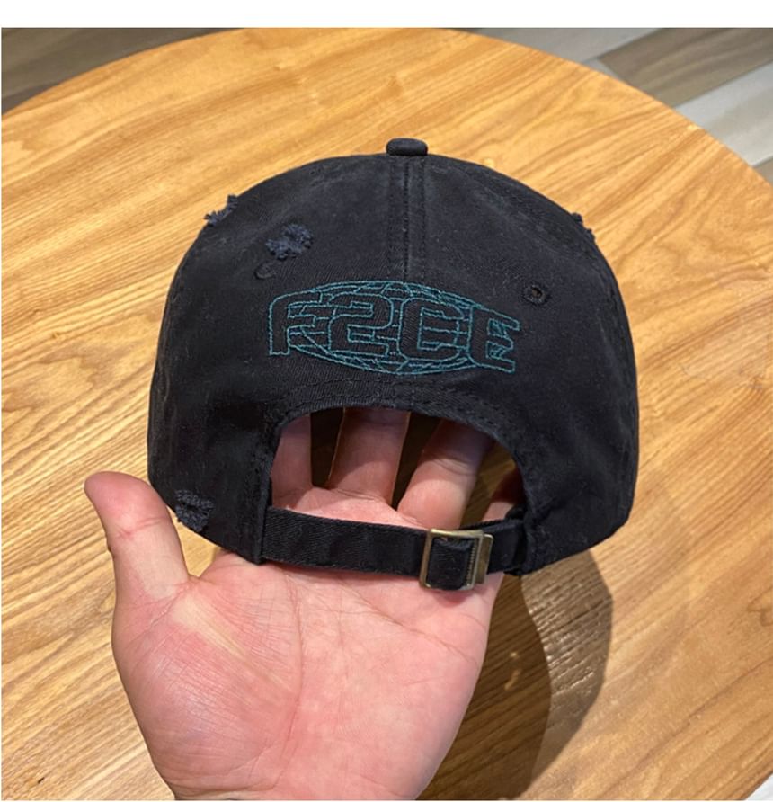 Baseball Cap Distressed Embroidered Lettering