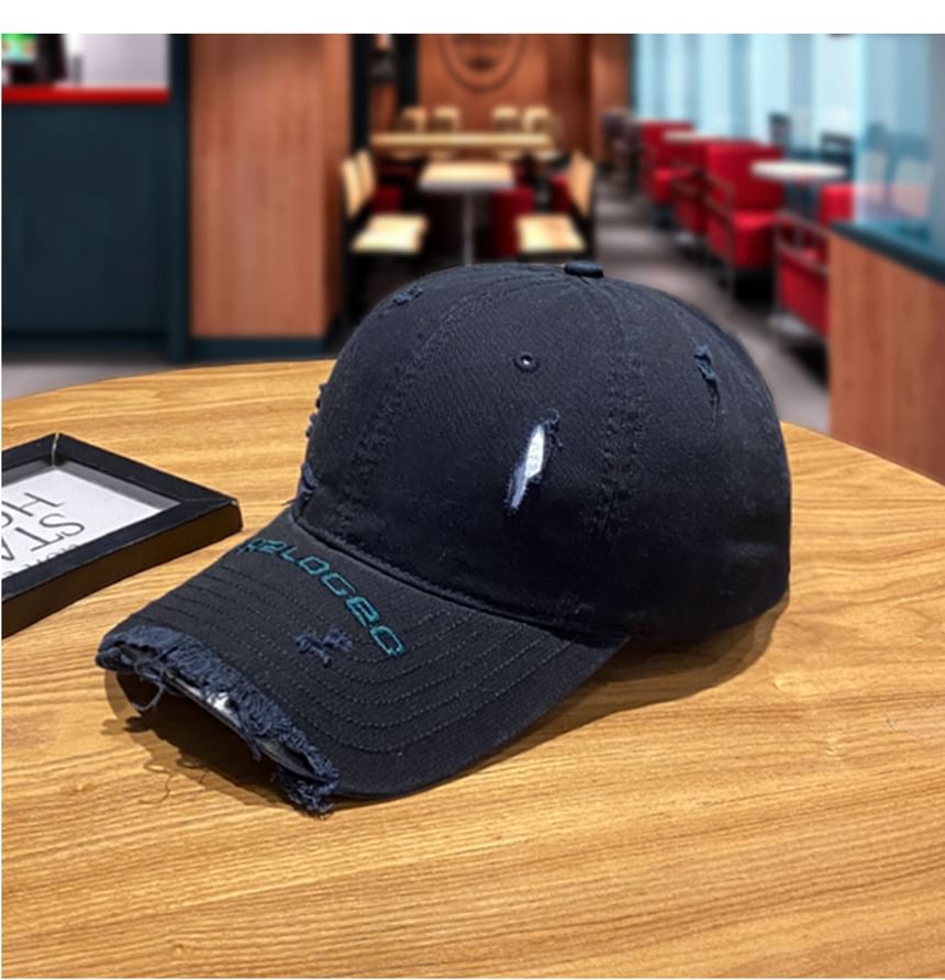 Baseball Cap Distressed Embroidered Lettering