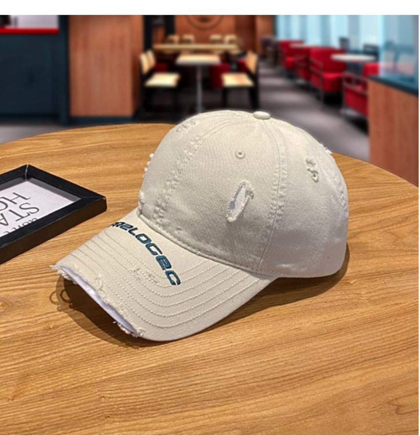 Baseball Cap Distressed Embroidered Lettering