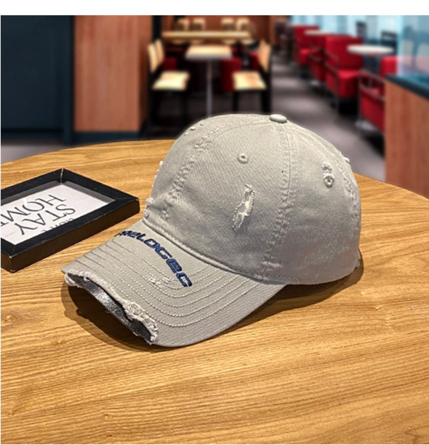 Baseball Cap Distressed Embroidered Lettering