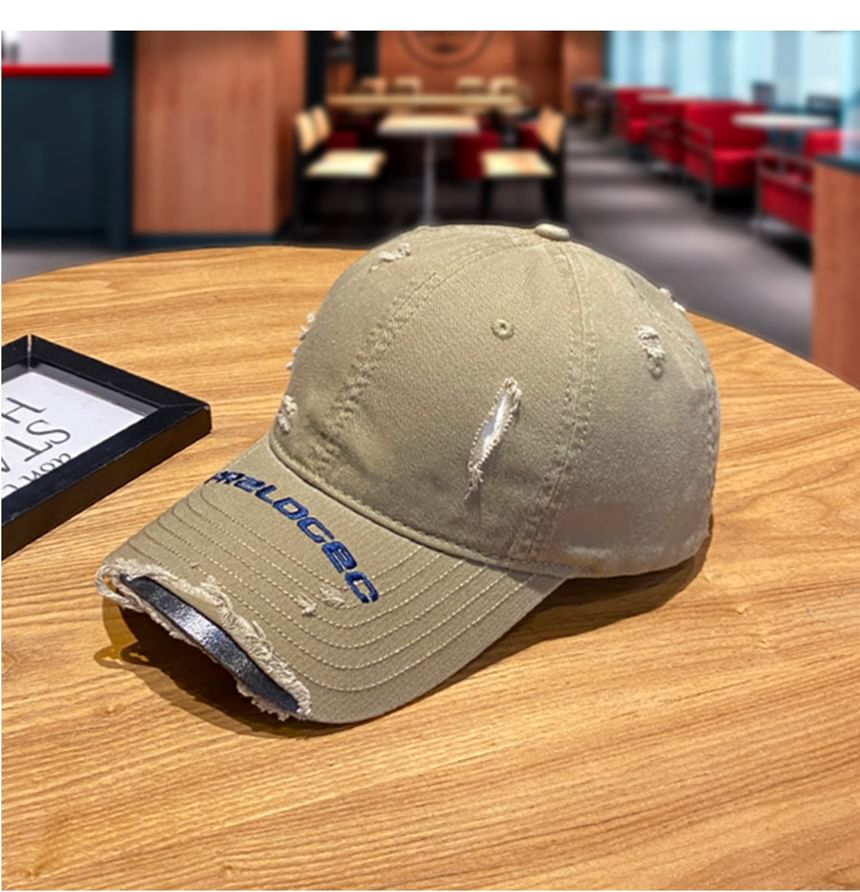 Baseball Cap Distressed Embroidered Lettering