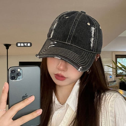 Distressed Washed Cap Baseball Denim