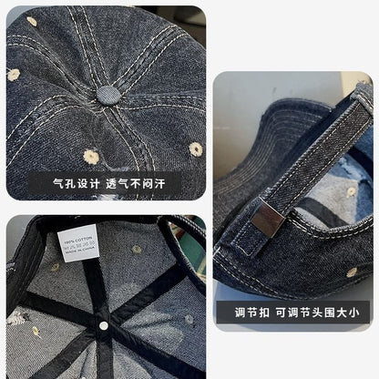 Distressed Washed Cap Baseball Denim