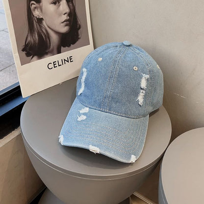 Distressed Washed Cap Baseball Denim