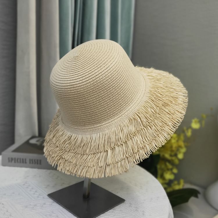 Straw Hat Sun Plain Fringed