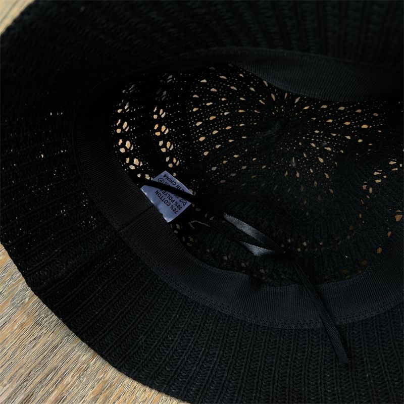 Hat Knit Plain Bucket Perforated