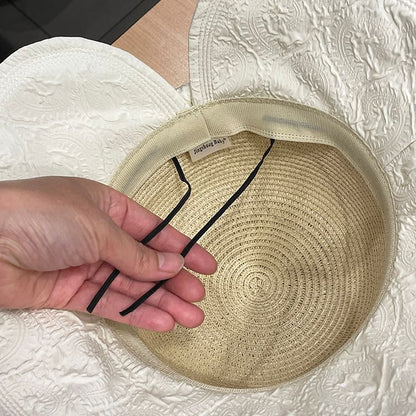 Two Straw Sun Hat Bow Tone