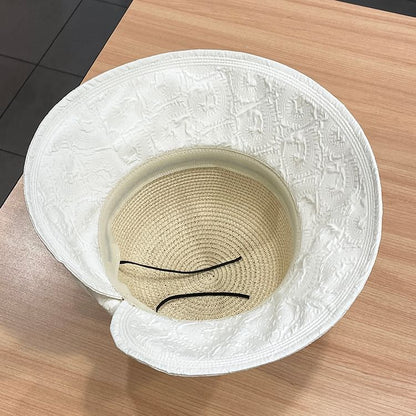 Two Straw Sun Hat Bow Tone