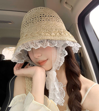 Hat Trim Lace Straw Bucket