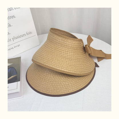 Wide Straw Sun Trim Contrast Brim Visor