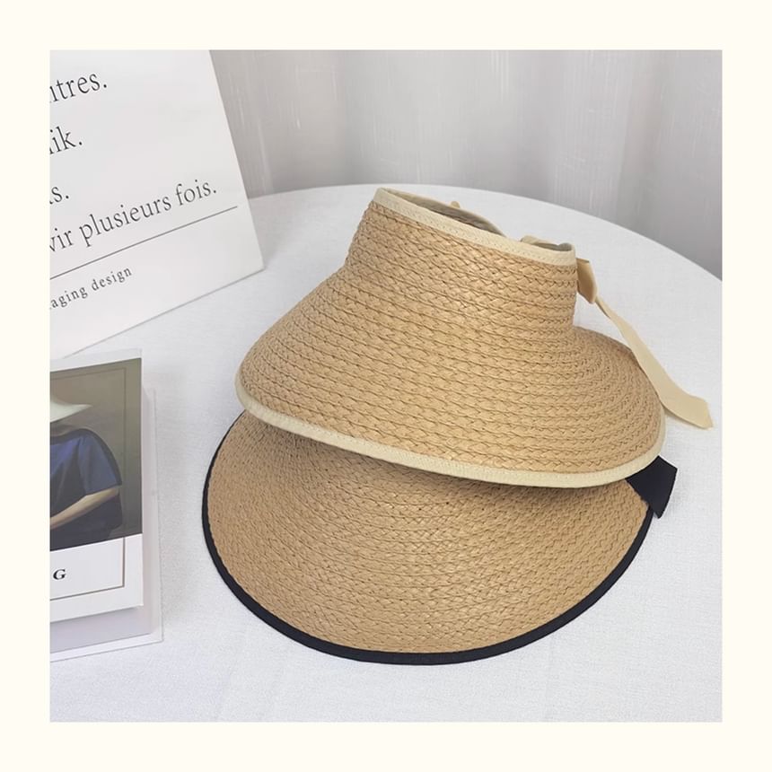 Wide Straw Sun Trim Contrast Brim Visor