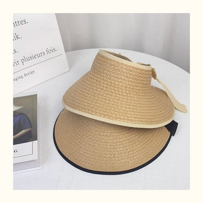 Wide Straw Sun Trim Contrast Brim Visor