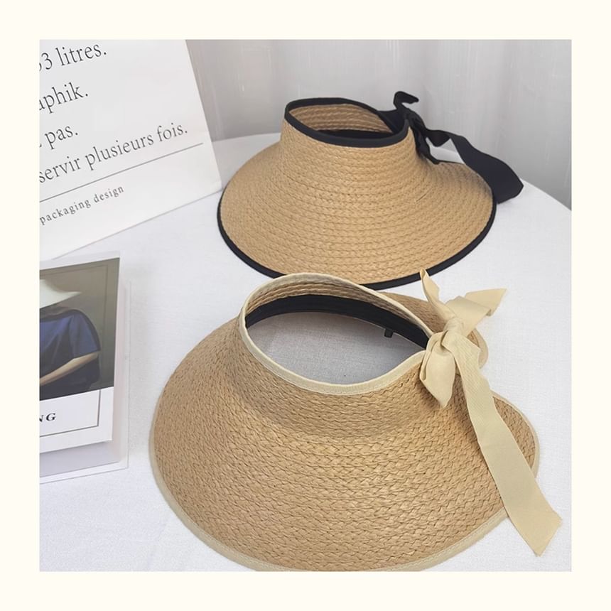 Wide Straw Sun Trim Contrast Brim Visor