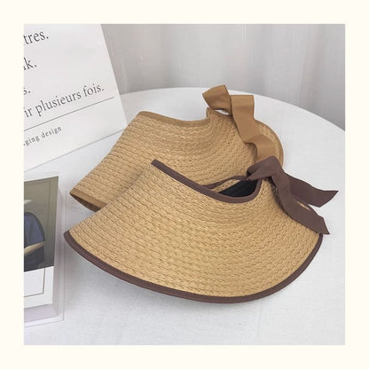 Wide Straw Sun Trim Contrast Brim Visor