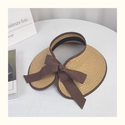 Wide Straw Sun Trim Contrast Brim Visor