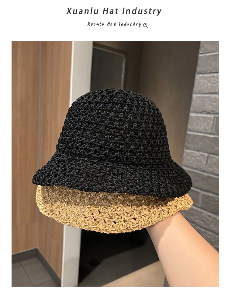 Knit Bucket Perforated Plain Hat