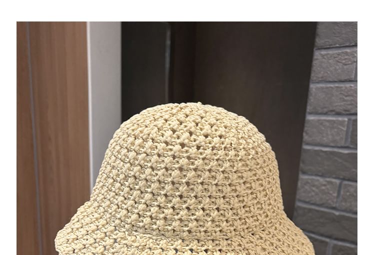 Knit Bucket Perforated Plain Hat