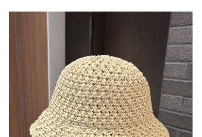 Knit Bucket Perforated Plain Hat