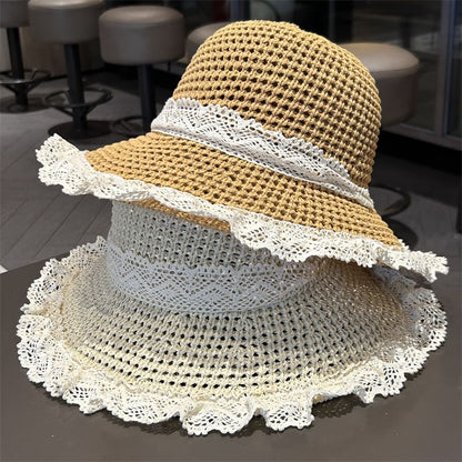 Knit Trim Perforated Sun Lace Hat