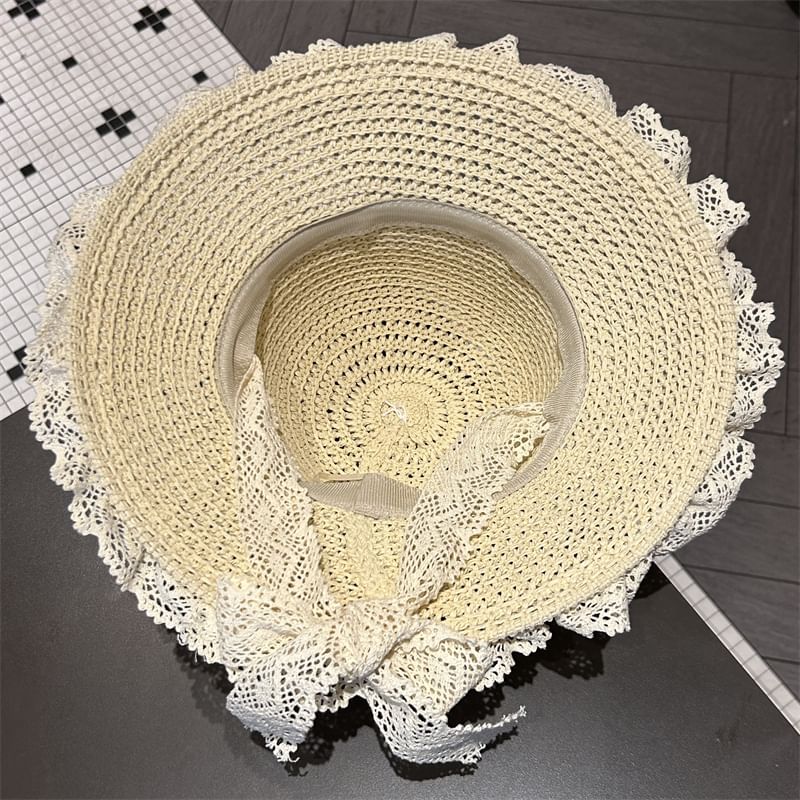 Knit Trim Perforated Sun Lace Hat