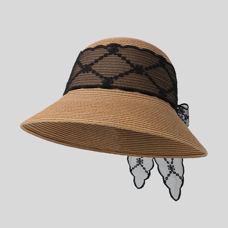 Straw Lace Sun Hat Bow