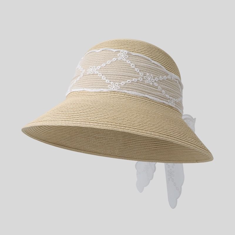 Straw Lace Sun Hat Bow