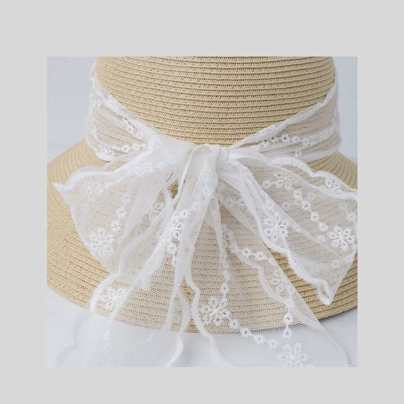 Straw Lace Sun Hat Bow