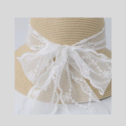 Straw Lace Sun Hat Bow