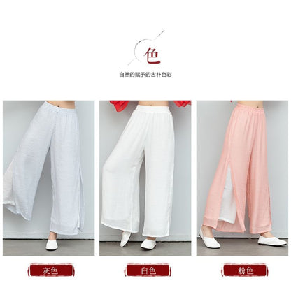 High Waist Layered Wide Leg Pants