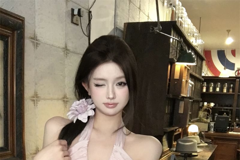 Top V-Neck Maxi A-Line / Cami Flowy Skirt Plain