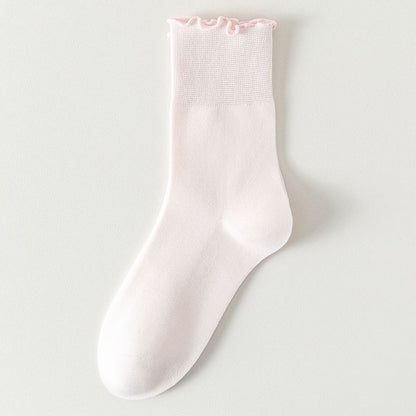 Plain Lettuce Edge Socks Set