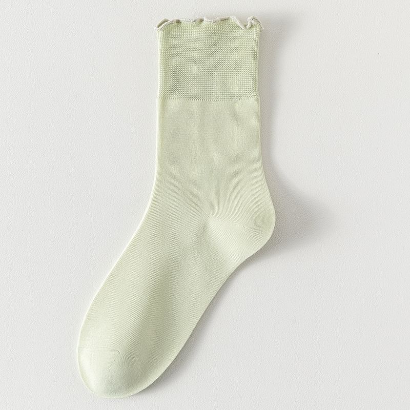 Plain Lettuce Edge Socks Set