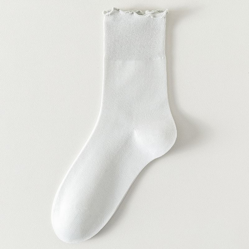 Plain Lettuce Edge Socks Set