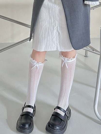 Plain Bow Socks Set