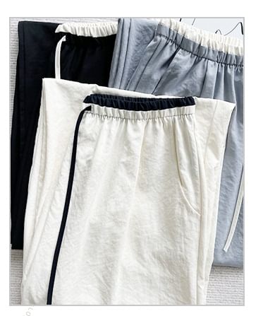 Contrast Panel Drawstring High Rise Wide Leg Sweatpants