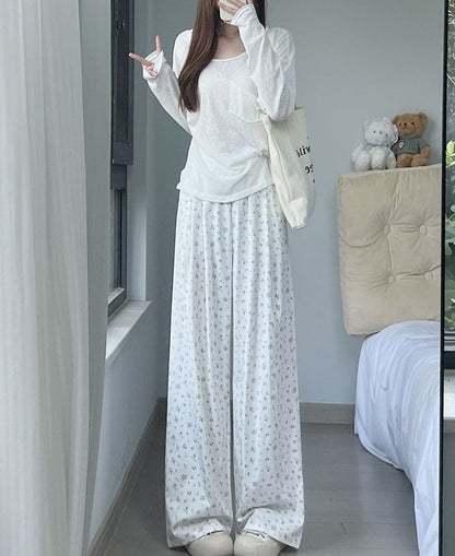 Floral High Waist Wide Leg Sweatpants