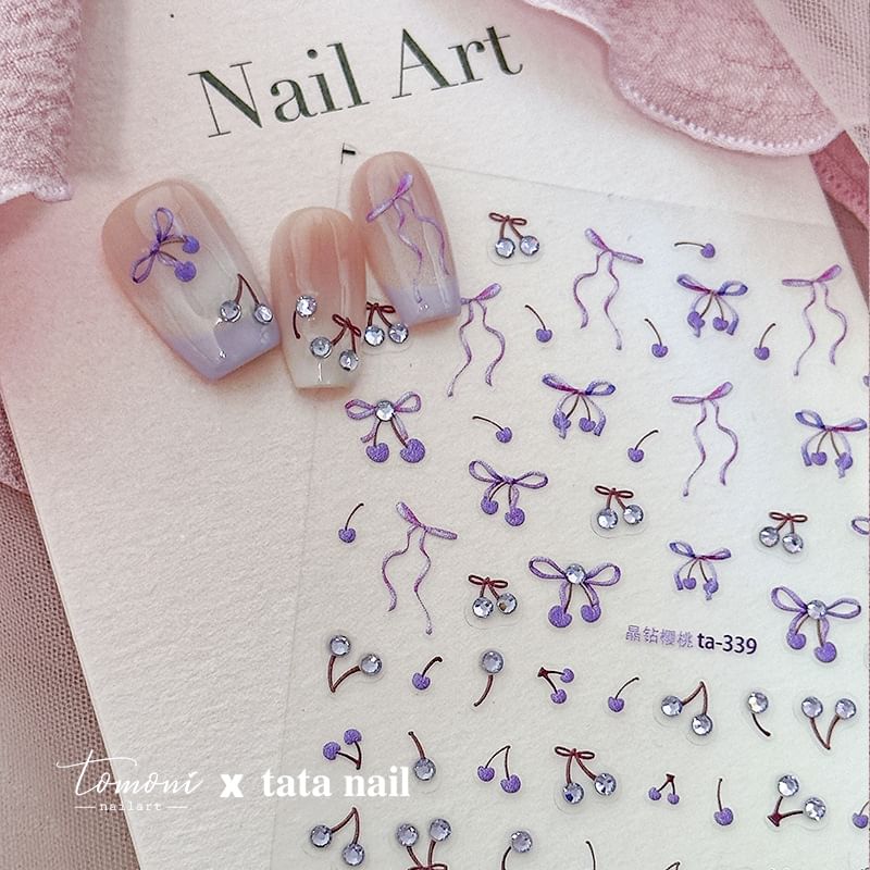 Bow Rhinestone Nail Art Stickers (Various Designs)