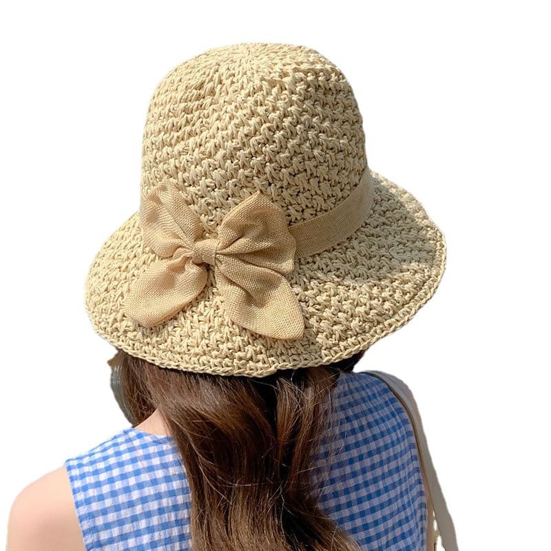 Straw Bow Hat Sun