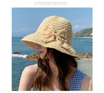Straw Bow Hat Sun