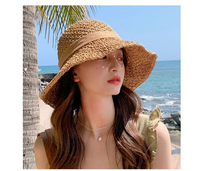 Straw Bow Hat Sun