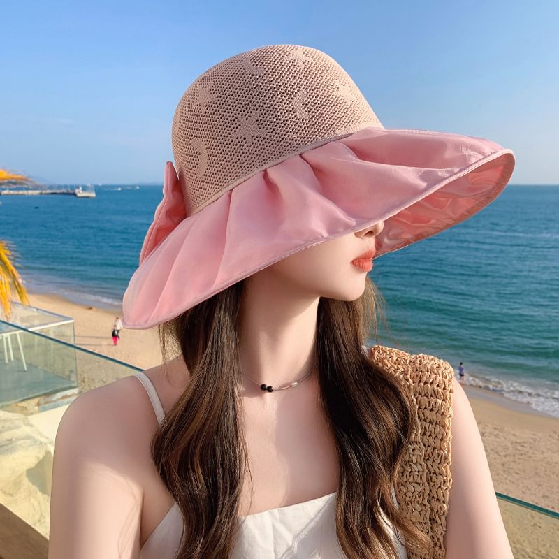 Ruched Patterned Sun Hat