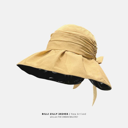 Bow Brim Bucket Ruched Hat Wide