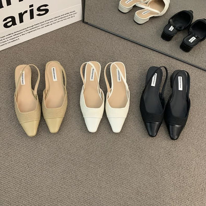 Cap Toe Slingback Square Pumps